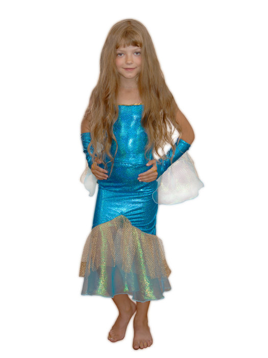 Костюм Русалочка-1, без парика Детский костюм для девочек. В комплекте: зеленое платье, + 2 цветка