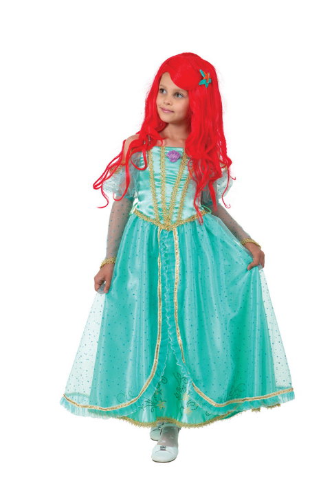 Костюм Принцесса Ариэль 7061 Карнавальный костюм для девочки - принцесса Ариэль. В комплекте: платье, брошь, ракушка, парик + заколка-звезда