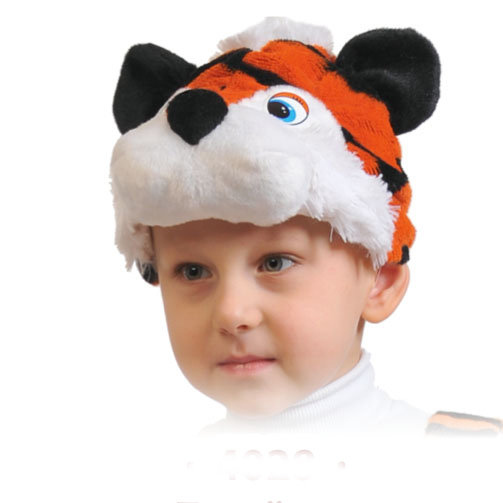 Шапочка Тигренок 4028 Детская карнавальная шапочка Тигренок для мальчиков 3-7 лет, размер 53-55см