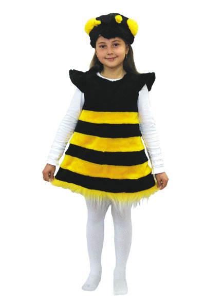 Костюм Пчелка мех 136 Костюм Пчелка из меха для девочек 4-5 лет, в комплекте: сарафан и шапочка