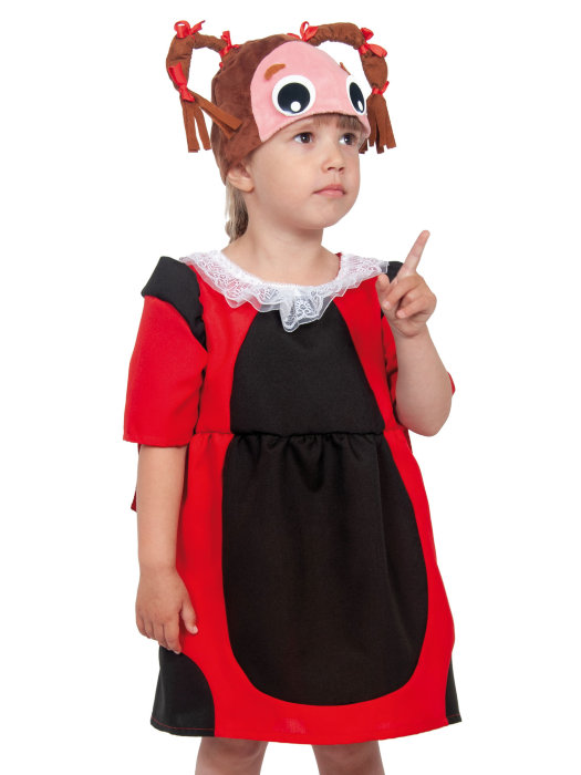 Костюм божья коровка Мила 87004 Детский костюм божья коровка МИЛА из мультфильма Лунтик для девочек 4-5 лет. В комплекте: платье и шапочка