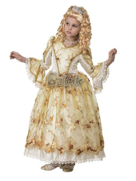 Костюм Золушка золотая 925 Костюм для девочек Золушка на балу. В комплекте: платье, подъюбник и красивый парик.