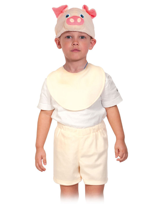 Костюм Поросенок лайт 01-3100, беж Костюм Поросенок для мальчиков 3-6 лет, в комплекте  шорты, манишка и шапочка, цвет бежевый