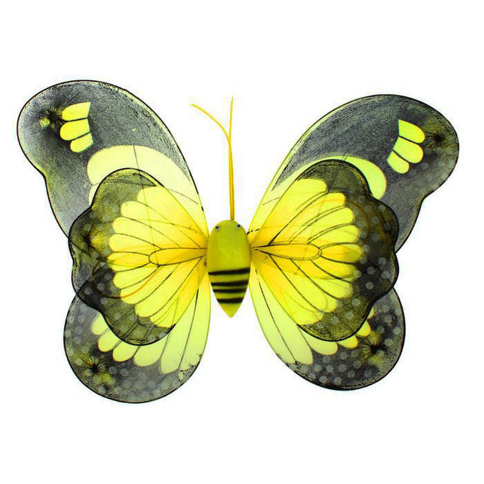 Крылья бабочки желтые Красивые крылья желтой бабочки для девочек, размер 38*49см