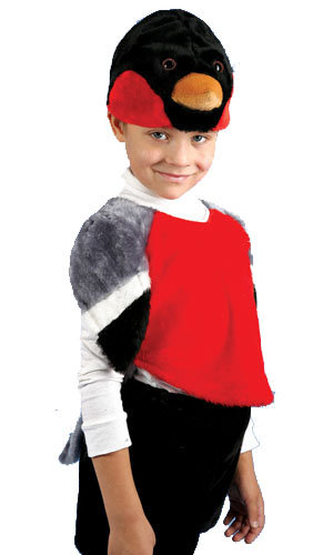 Костюм Снегирь С1028 Детский карнавальный костюм Снегиря. В комплекте шапочка, жилет и шорты