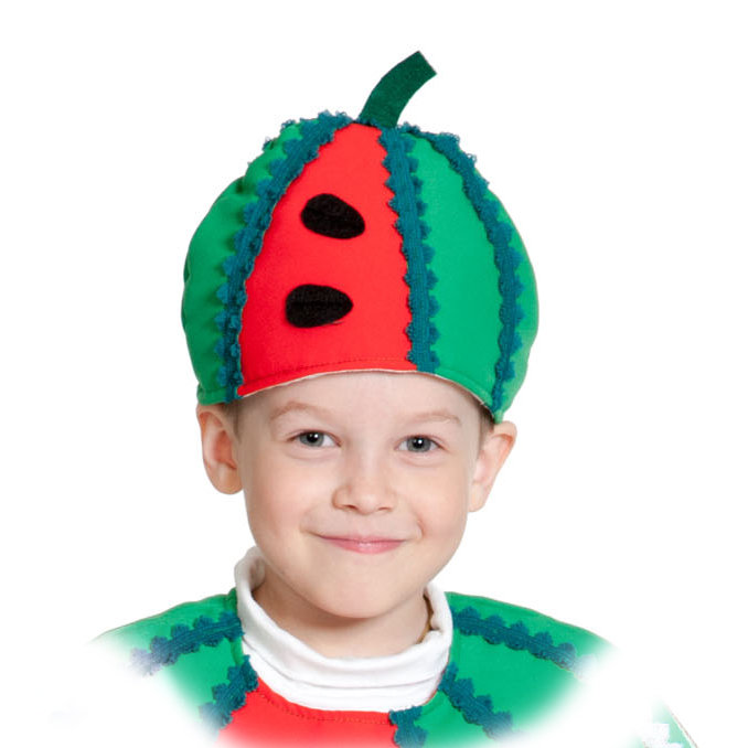 Шапочка Арбуз 4109 Карнавальная шапочка Арбуз на праздник урожая для детей 4-10 лет. 