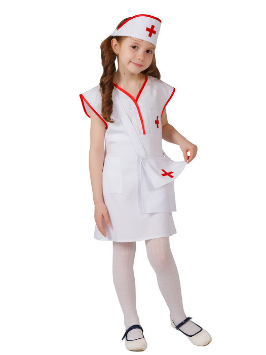 Костюм Медсестра Костюм медсестра для девочек 4-5 лет, в наборе халат, головной убор и сумка