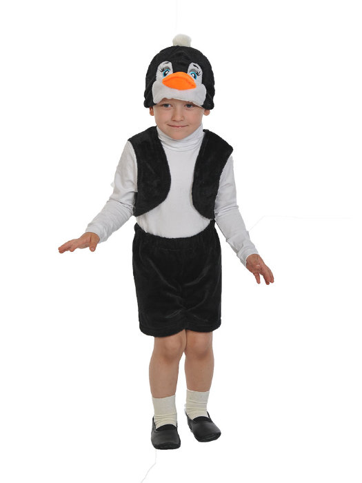 Костюм Пингвин лайт 00-3032 Костюм Пингвина на мальчика 3-5 лет ростом 92-116см - в комплекте жилет, шорты, маска