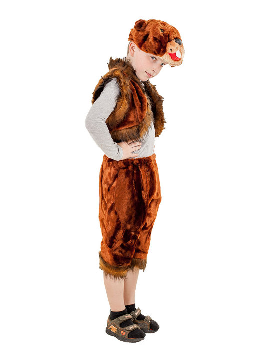 Костюм Бобер С1085 Карнавальный костюм Бобра для мальчика 4-8 лет. В комплекте шапочка, жилет и бриджи 