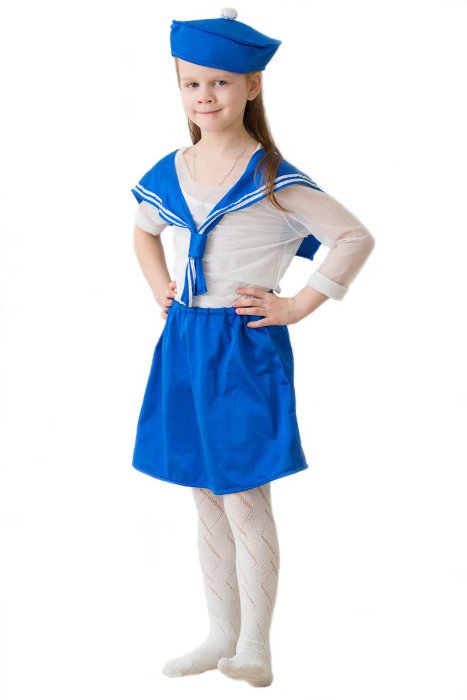 Костюм Морячка 1981 Детский костюм Морячки Бо1981 для девочки. В комплекте: берет, воротник и юбка
