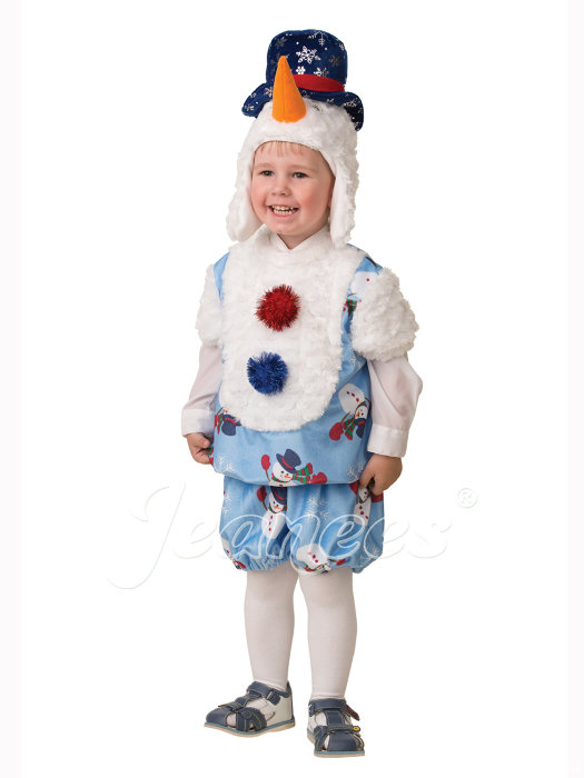 Костюм Снеговик Снежник 5316 Костюм Снеговик Снежник в шляпе для мальчиков и девочек  3-5 лет. В комплекте жилет, шорты и шапочка 