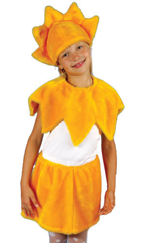 Костюм Солнышко С1038 Детский карнавальный костюм Солнышко для девочки 4-8 лет. В комплекте шапочка, пелерина и юбочка