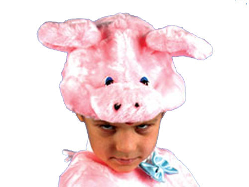 Шапочка Поросенок С2025 Детская карнавальная шапочка поросенка (свиньи) из меха