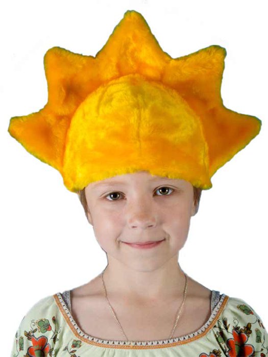 Шапочка Солнышко С2038 Детская карнавальная шапка Солнышко для детей 5-9 лет, сшита из меха, размер регулируется вшитой сзади резинкой