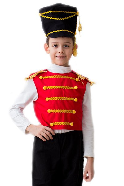 Детский костюм Гусар, люкс Карнавальный костюм для мальчиков, в комплекте: кивер, безрукавка и брюки