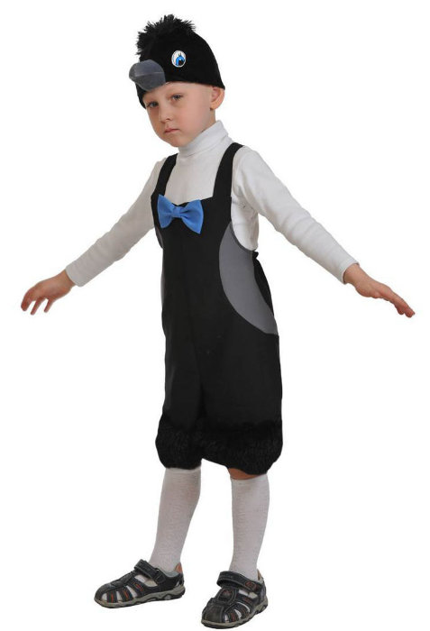 Костюм Вороненок ткань-плюш 2053 Карнавальный костюм маленького вОрона для мальчика 3-5 лет. В комплекте полукомбинезон и шапочка.