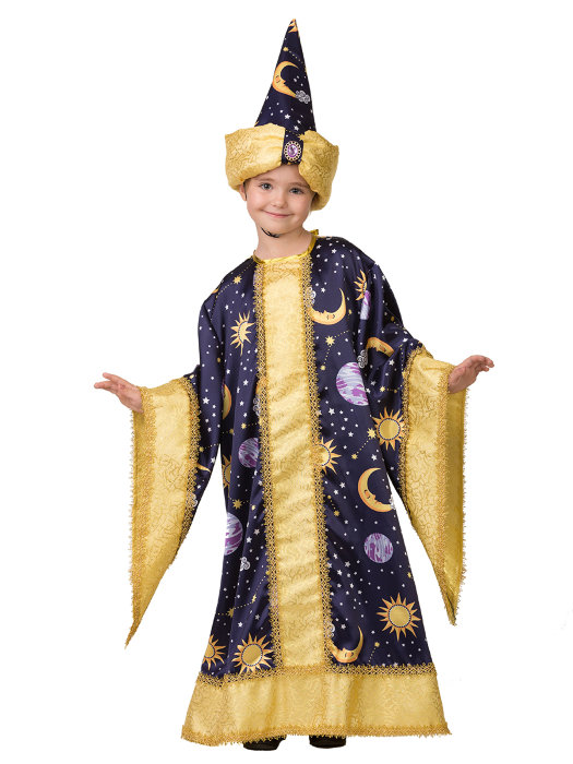 Костюм Звездочет 8080 Детский костюм волшебного звездочета. В комплекте мантия и шляпа 