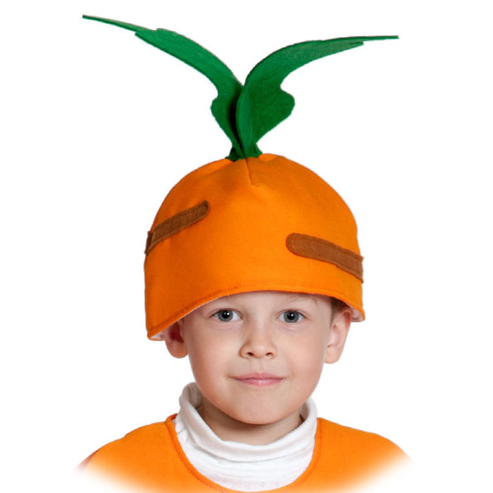 Шапочка Морковка 4118 Карнавальная шапочка Морковки для детей 4-10 лет 