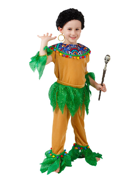 Костюм Папуас детский Детский костюм Папуаса, в комплекте: парик, серьга, кофта, штаны, пояс, нарукавники