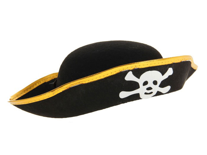 Шляпа пирата детская с черепом и золотым кантом Шляпа треуголка - дополнительный аксессуар к костюму пирата или разбойника
