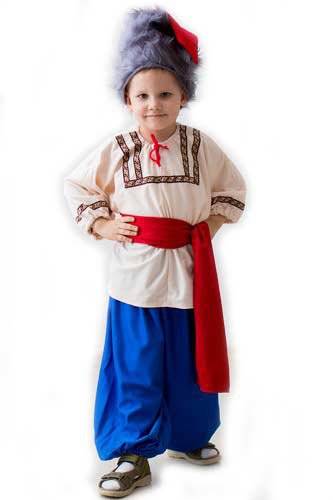 Костюм Казак  Национальный костюм Казака для мальчиков на возраст 3-5 лет, 5-7 лет и 8-10 лет. В комплекте: шапка, рубаха с поясом, шаровары 