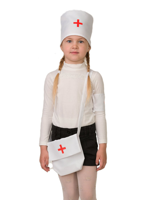 Набор Медсестра 5719 Детский набор Медсестра для девочек. В комплекте: колпак, сумка с красным крестом и повязка