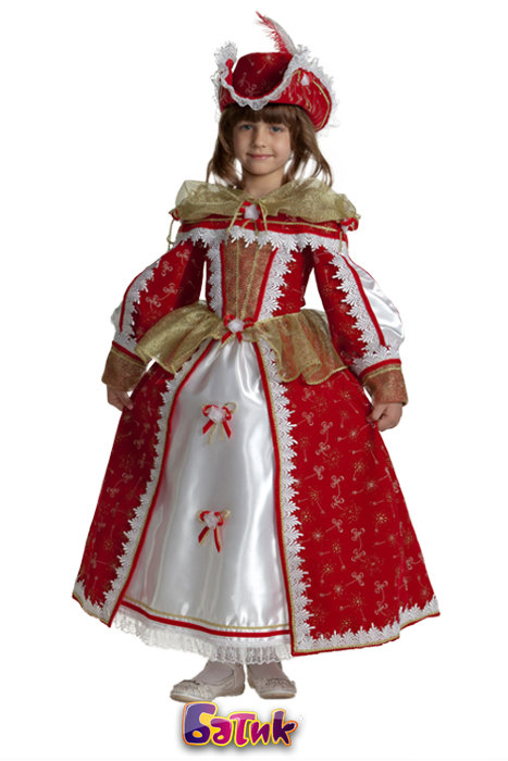 Костюм Королева мушкетеров 906 Костюм для девочек. В комплекте: корсет + юбка, подъюбник, шляпа