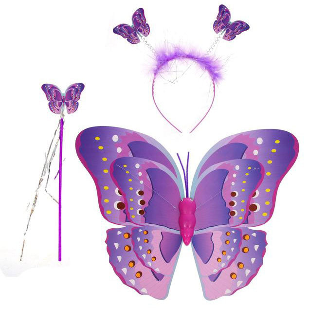 Набор Бабочка из 3 предметов: крылья, ободок, палочка Набор Бабочка состоит из трех предметов: крыльев 40*55см, ободка и палочки феи.