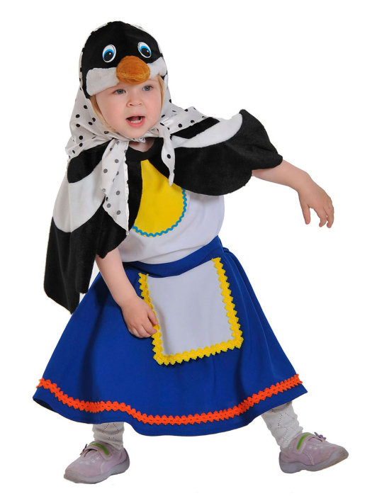 Костюм Сорока Белобока 8012 Карнавальный костюм Сороки для девочек 4-8 лет на рост 104-134см. Выпускается в едином размере. В комплекте шапочка, блузка, юбка и накидка