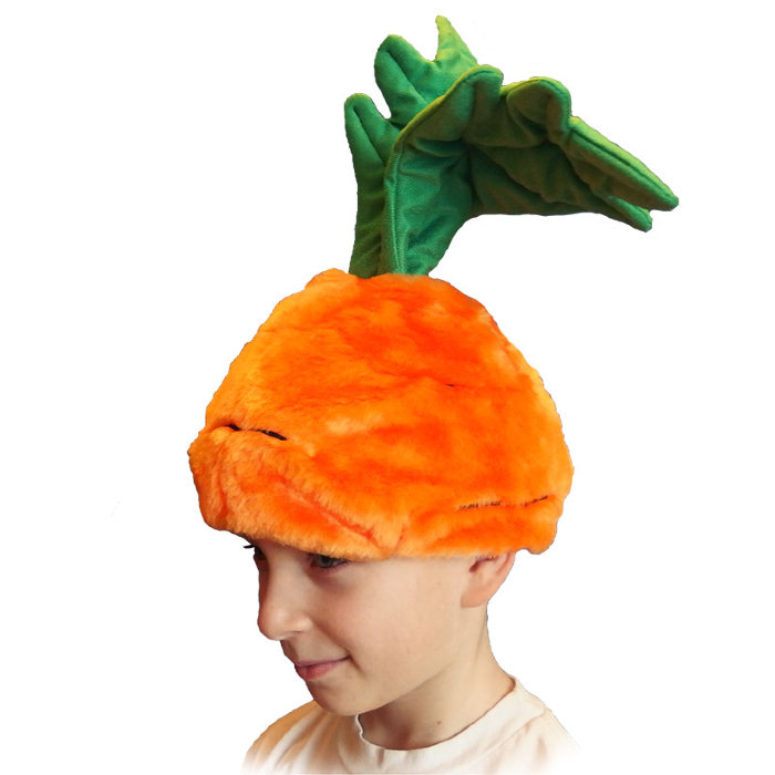 Шапочка Морковка С2104 Детская шапка Морковь для праздника осени из меха на возраст от 5 до 9 лет