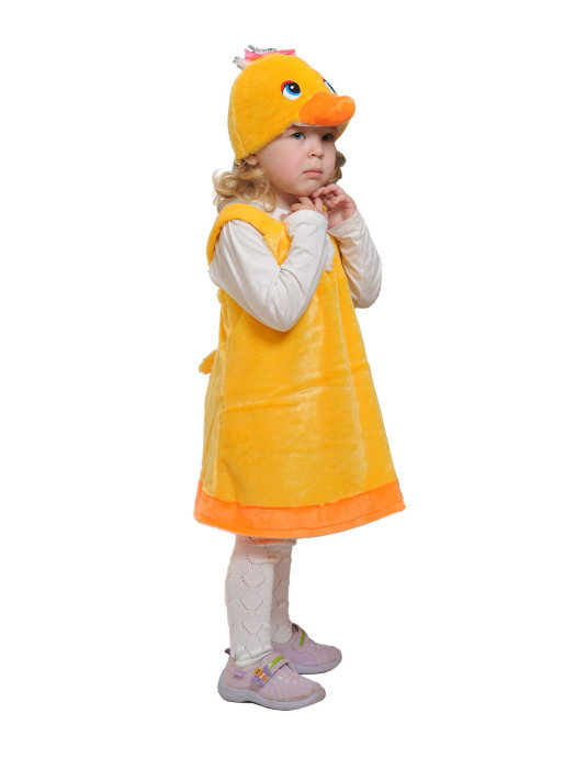 Костюм Уточка плюш 3060 Костюм Уточки для девочек  от 3 до 5 лет размер XS (рост 104-110см). В комплекте шапочка и сарафан. 