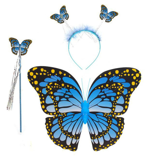 Набор Бабочка синяя: крылья, ободок, палочка Набор Бабочка состоит из трех предметов: крыльев 40*55см, ободка и палочки феи.
