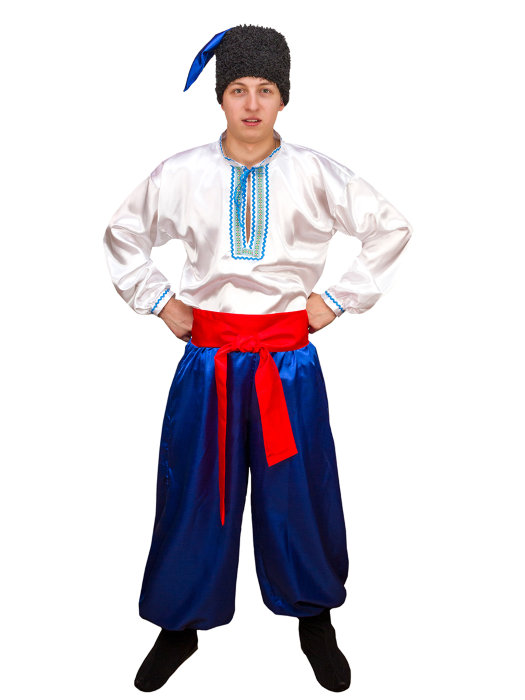 Костюм Украинец Национальный мужской украинский костюм, прекрасно подойдёт для различных тематических, театральных постановок. В комплекте: шаровары, шапка, рубаха, пояс и сапоги.