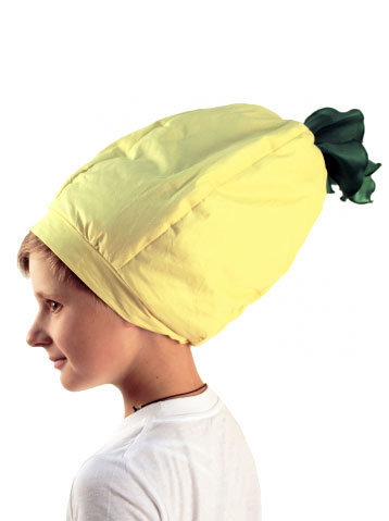 Шапочка Лимон Ве6113 Карнавальная шапочка Лимон из светло-желтой ткани на возраст от 4 до 10 лет для праздника урожая