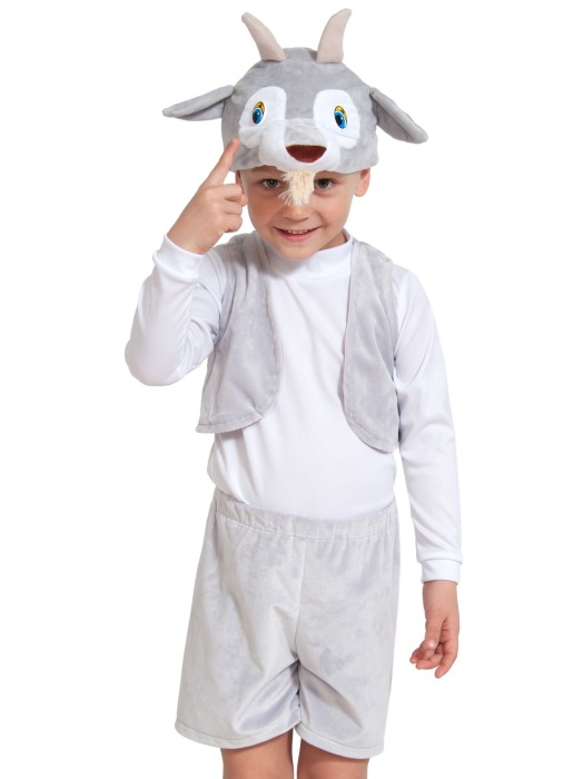 Костюм Козлик лайт 00-3031 Карнавальный костюм Козлик лайт жилет для мальчика от 3 до 5 лет размер XS (рост 92-116см) из ткани и плюша. В комплекте шорты, жилет и шапочка