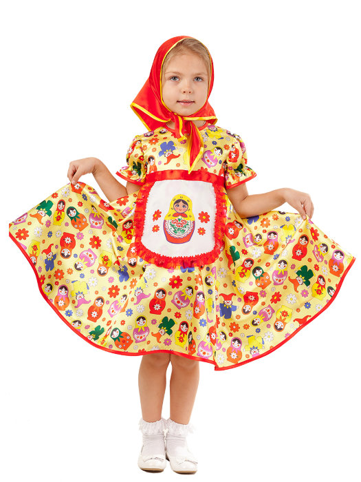 Костюм Матрешка 1003 Детский костюм Матрешка. В комплект входит платье и платочек. 