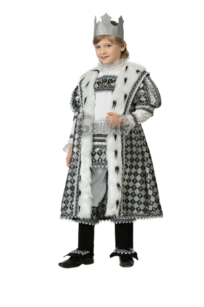Костюм Шахматный Король Б-938 В комплекте: камзол, брюки с сапогами, мантия и корона (корона пластмассовая)  30 размер на рост 116см