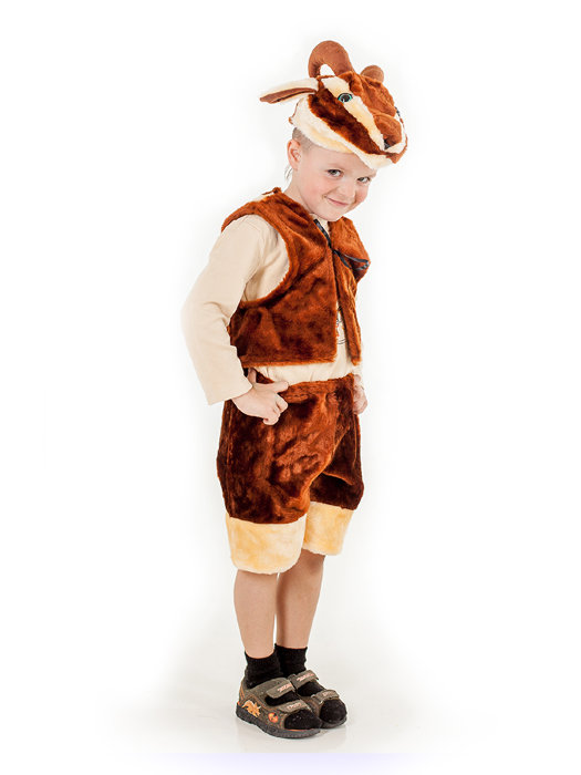 Костюм Козлик С1094 Детский карнавальный костюм для мальчиков 5-8 лет из меха. В комплекте шапка, жилет и шорты