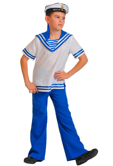 Костюм Морячок 5035 Карнавальный костюм Моряка 5035 для мальчиков от 6 до 13 лет. В комплекте: бескозырка, рубаха, брюки