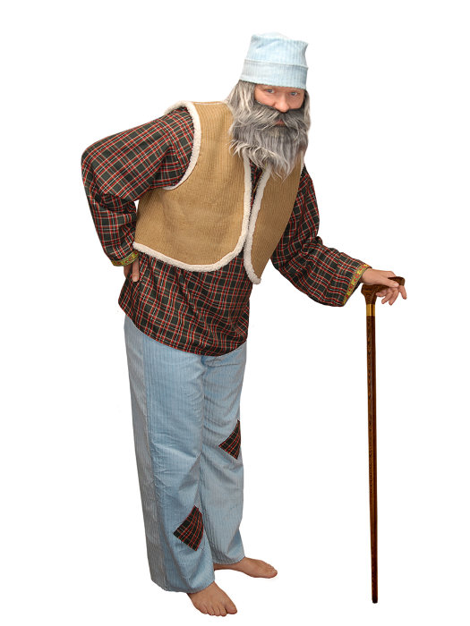 Костюм Дед для взрослых А086 Карнавальный костюм ДЕД, мужской. В комплекте: шапка, борода, жилет, рубаха и штаны. Производится в двух размерах: 48-52 и 56.