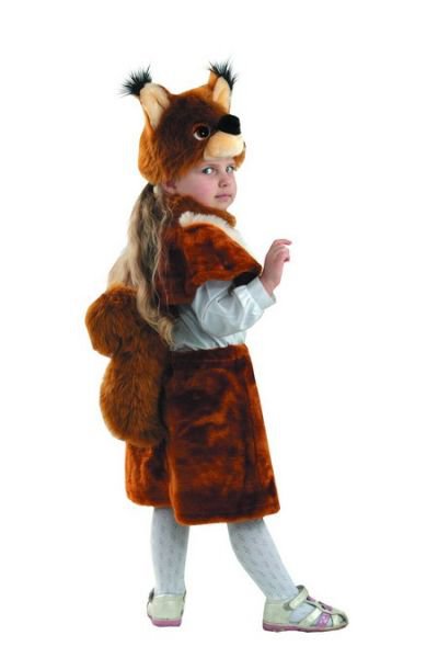 Костюм Белка Дорка 501 Карнавальный костюм белочки, в комплекте шапочка, пелерина и юбка с хвостом. Для девочки 5-8 лет