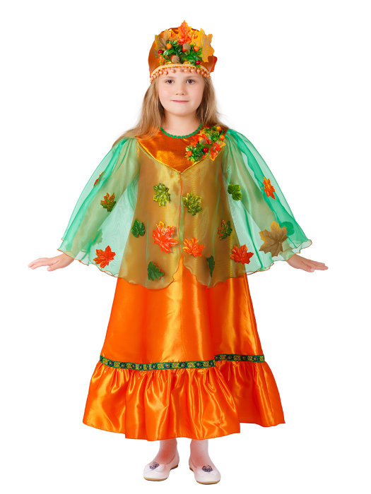Костюм Осень детский Карнавальный, сценический костюм Осень, для праздника Урожая. В комплект входит платье и корона.