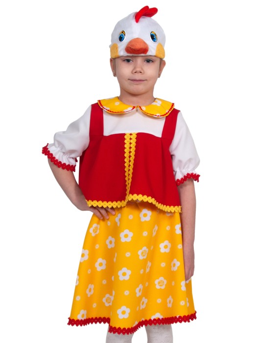 Костюм Курочка Ряба 8005 Костюм доброй Курочки Рябы, для девочек 5-8 лет. В комплекте маска,блузка и юбка.