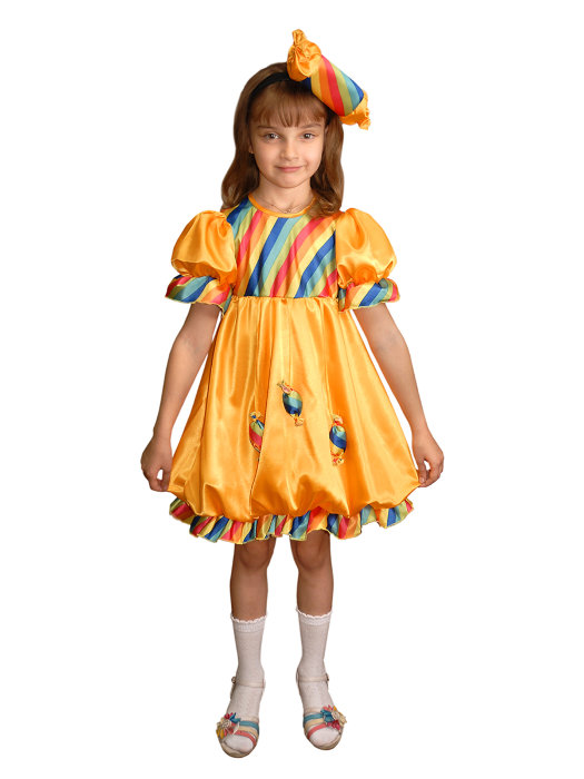 Костюм Конфетка Костюм Конфетка для девочек 4-6 лет, размер 28 на рост 116см. В комплекте платье и ободок с конфеткой.