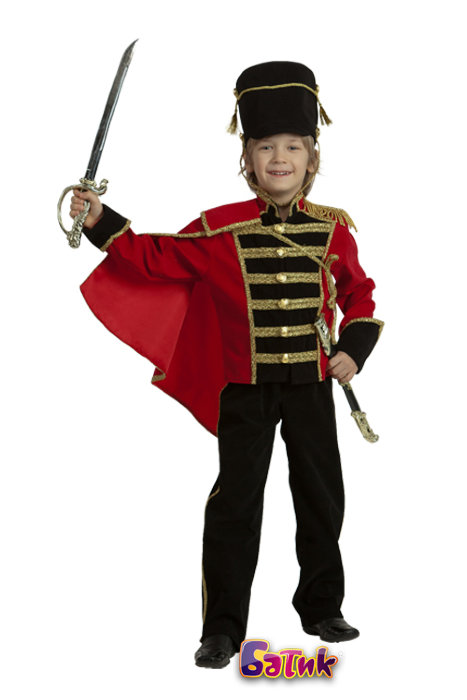 Костюм Гусар 409 Детский карнавальный костюм Гусара, в комплекте мундир, брюки, кивер, плащ + сабля