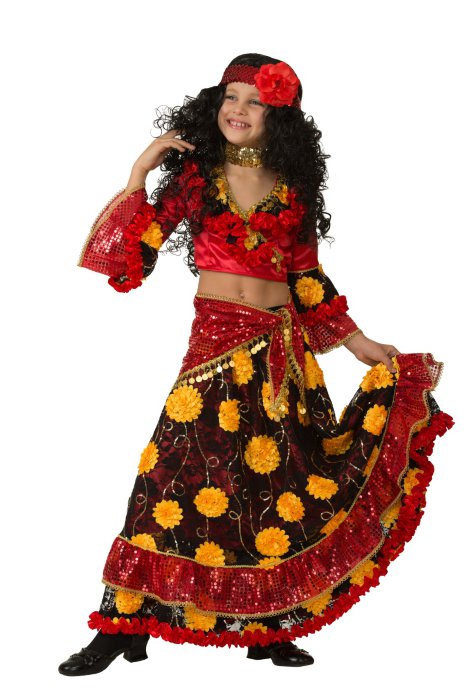 Костюм Цыганка гадалка, красная 5101-1 Детский карнавальный костюм Цыганка для девочки. В комплекте: блузка, юбка и косынка