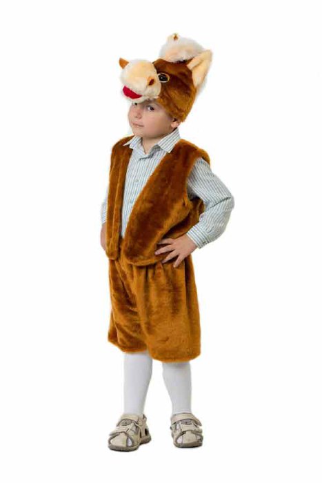 Костюм Конь Жорик 526 Детский костюм лошади для мальчика 5-8 лет. В комплекте: маска, жилетка, шорты