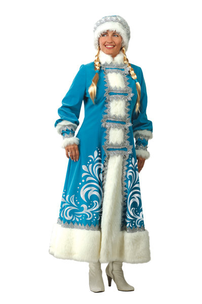 Костюм Снегурочка аппликация 151 Женский костюм Снегурочки состоит из шубы, шапки и парика с косами