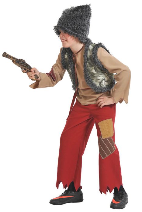 Костюм Разбойник 5043 Детский карнавальный костюм разбойника для мальчиков. В комплекте папаха, рубаха, штаны, жилет и мушкет