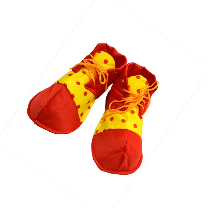 Ботинки клоуна детские 6154, горох Большие клоунские ботинки из текстиля, длина следа 24см